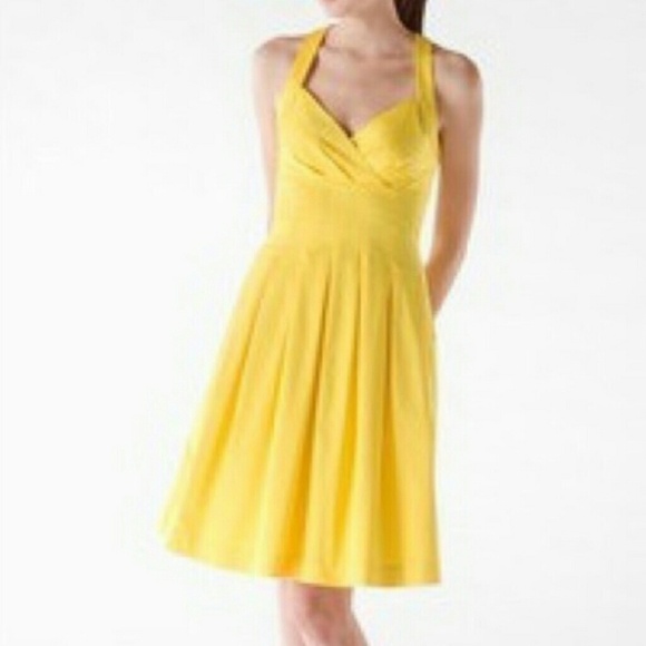 Calvin Klein Yellow Fit and Flare Criss Cross Back Dress SZ Small - Picture 1 of 4